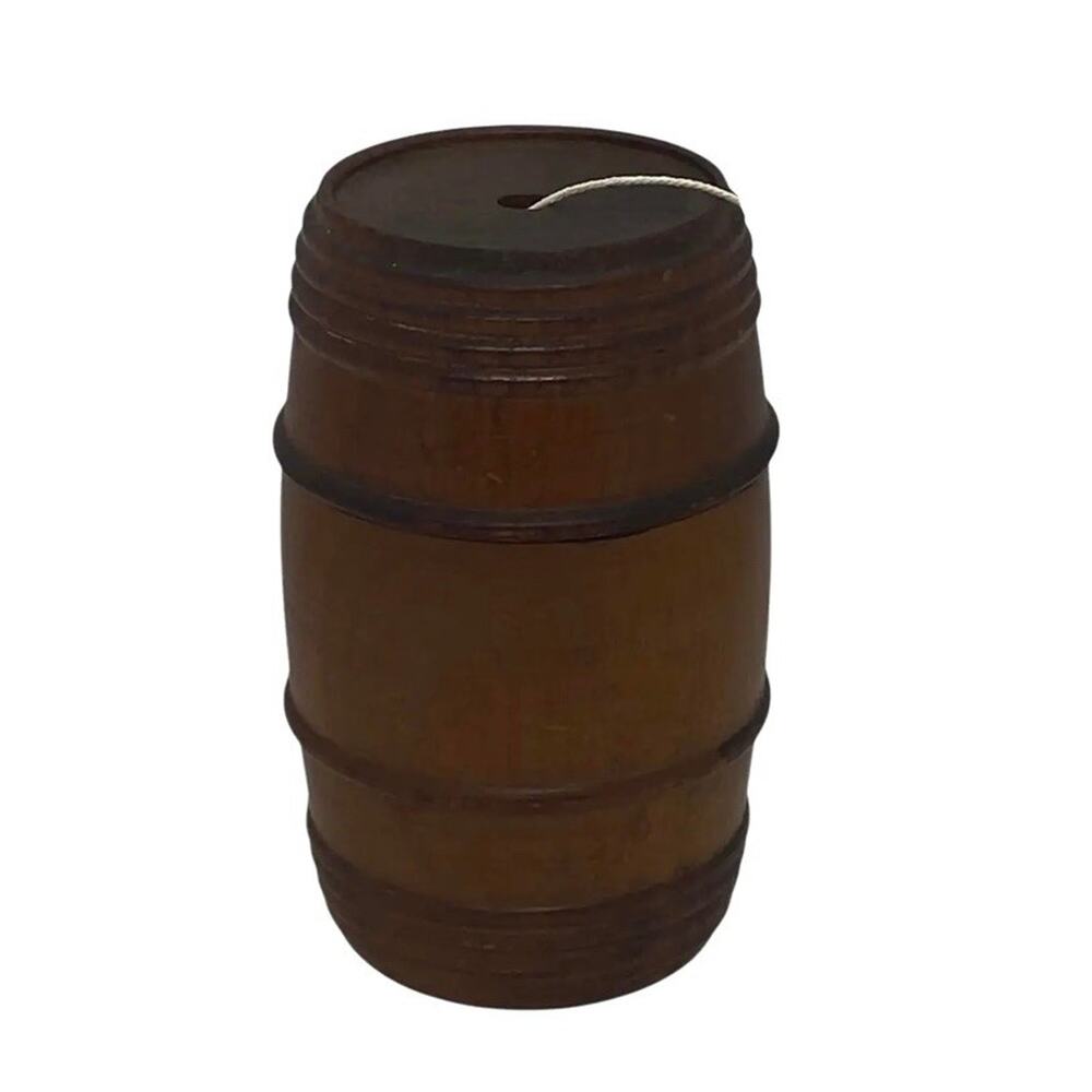 Antique Treen 19th Century English Victorian Cherry Wood Barrel String Holder